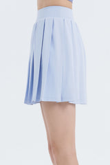Pleated Active Skirt with Built-In Shorts - Black