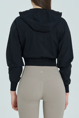 EcoTech Premium Cropped Zip-Up Hoodie - Ivory