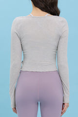 Front Slit Shirring Cover-up - Oatmeal Beige