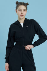 EcoTech Premium Cropped Zip-Up Hoodie - Ivory