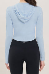 Soft Round Crop Zip-Up Hoodie - Plum Purple