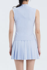 High-Neck Sleeveless Top - Blooming Sky