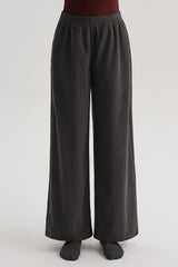 Corduroy Wide-Leg Pants - Charcoal