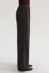 Corduroy Wide-Leg Pants - Charcoal