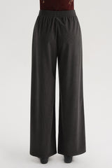 Corduroy Wide-Leg Pants - Charcoal
