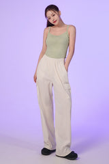 Cottonic Round-Neck Sleeveless Top - Light Khaki