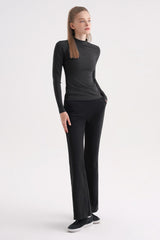 Cotton Peach Bootcut Pants - Gray