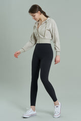 EcoTech Premium Cropped Zip-Up Hoodie - Ivory