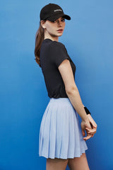 Pleated Active Skirt with Built-In Shorts - Black
