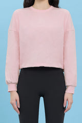ECOTECH Premium Drawstring Crop Sweatshirt - Strawberry Milk