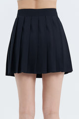 Pleated Active Skirt with Built-In Shorts - Black