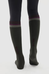 Bold Color-Block Knee-High Socks - Deep Khaki