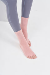 Open-Toe Ankle Yoga Socks - Flamingo Pink