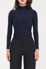 Soft Warm High-Neck Top - Navy
