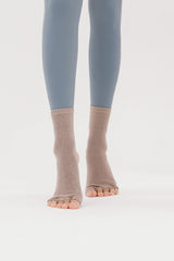 Open-Toe Ankle Yoga Socks - Beige