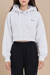 Logo Cropped Hoodie - Gray